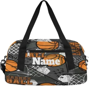 Abstract Sports Basketball Custom Name Kids Duffel Bags Personalized Customized Gifts Sports Gym Bag Girls Dance Bag Overnight Weekender Sleepover Carry On Travel Tote Bag for Boys Girls