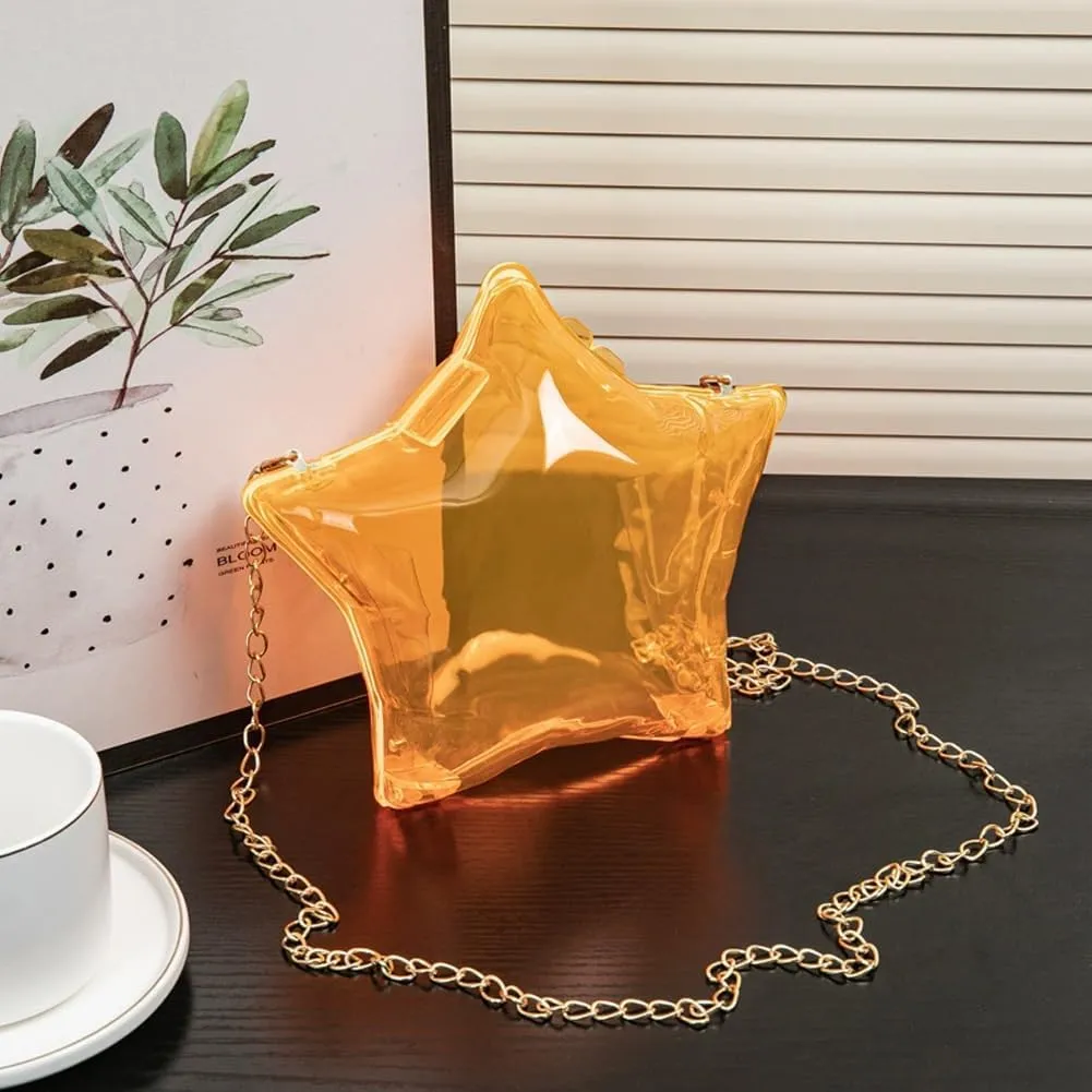 Acrylic Evening Clutch Purse Star Shape Unique Evening Crossbody Bag for Women Formal Wedding Prom Party Silver