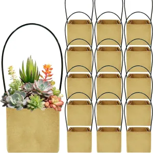 ADWYOBB 50PCS Succulents Wraps (Fits 2 Inch Pots), Succulent Gift Bags with Handles, Kraft Paper Sleeve Succulent Tags for Wedding Baby Shower Favors Ideas [NOT Include Plants and Pots]