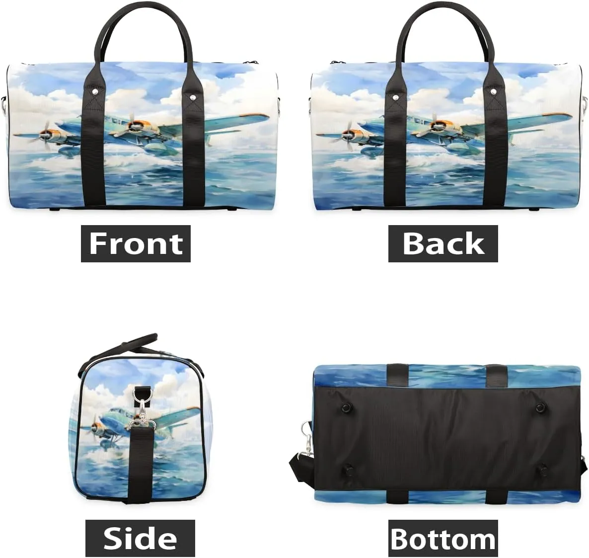 Aircraft Pattern Travel Duffle Bag, Sports Gym Bags for Women Men, Carry On Weekender Overnight Workout Airplane Trips Bag