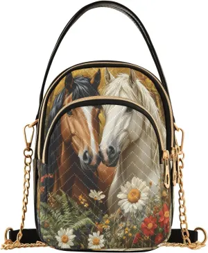 ALAZA Quilted Crossbody Bags for Women,Horse (82) Women's Crossbody Handbags Small Travel Purses Phone Bag