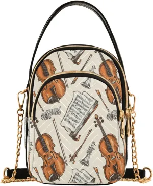 ALAZA Quilted Crossbody Bags for Women,Musical Instruments Women's Crossbody Handbags Small Travel Purses Phone Bag