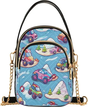 ALAZA Quilted Crossbody Bags for Women,Vehicles and Highlands Women's Crossbody Handbags Small Travel Purses Phone Bag