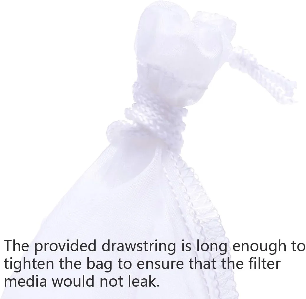 ALEGI Media Filter Bag Aquarium Extra Fine,Reusable 180 Micron Drawstring Mesh Filter Bags for Very Fine Resins Filter (10"*3.9" (6 Pack))