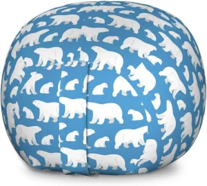 Ambesonne Polar Bear Storage Toy Bag Chair, Bear Family Carnivore Nordic Mammals Cold Lands Wild Happy Character, Stuffed Animal Organizer Washable Bag, Large Size, Pale Blue White