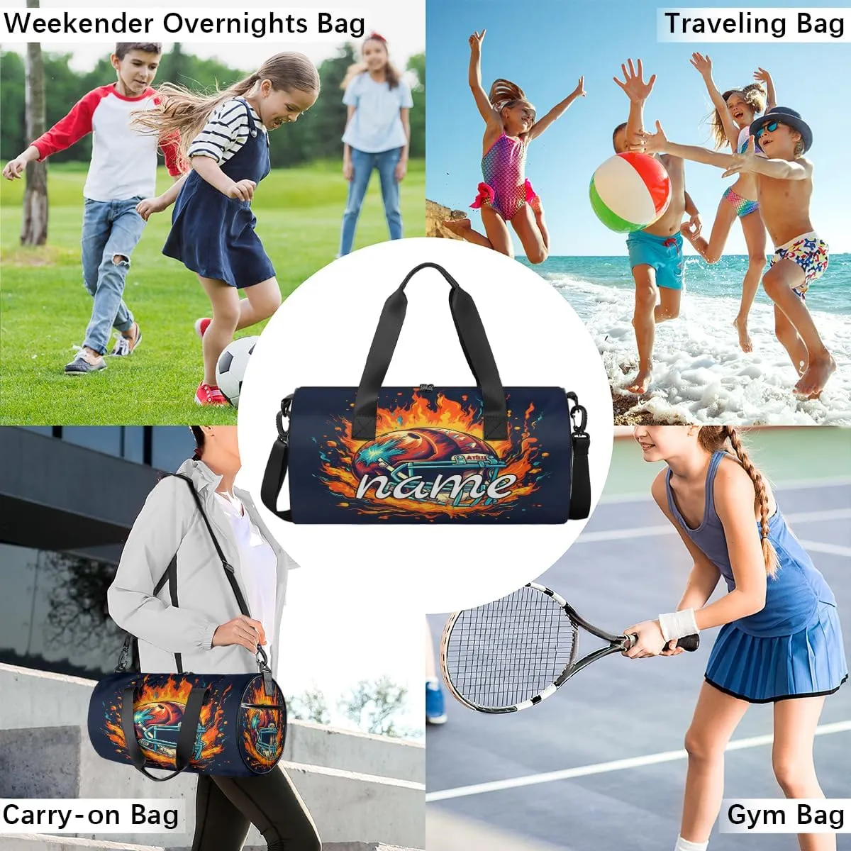 American Football Helmet Custom Duffel Bags Weekender Bags Custom Sport Duffel Bag Carry on Overnight Weekender Bag