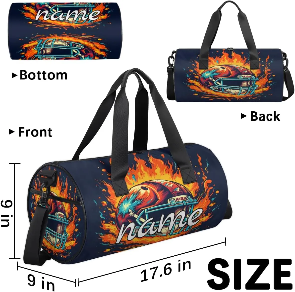 American Football Helmet Custom Duffel Bags Weekender Bags Custom Sport Duffel Bag Carry on Overnight Weekender Bag