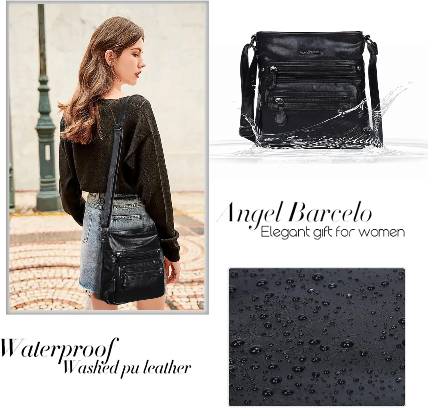 Angel Barcelo Crossbody Bags for Women,Ultra Soft Leather Purses for Women