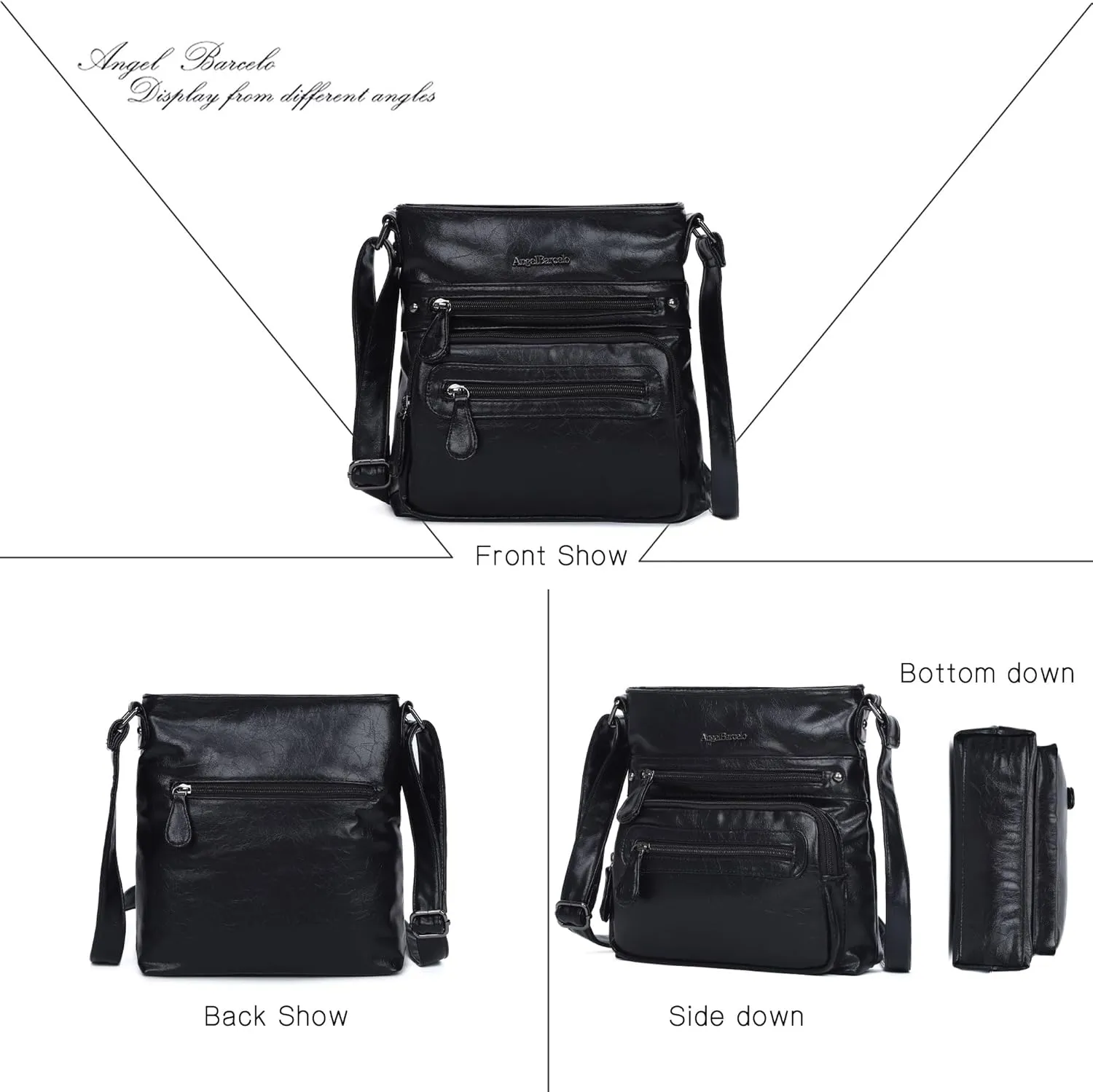 Angel Barcelo Crossbody Bags for Women,Ultra Soft Leather Purses for Women
