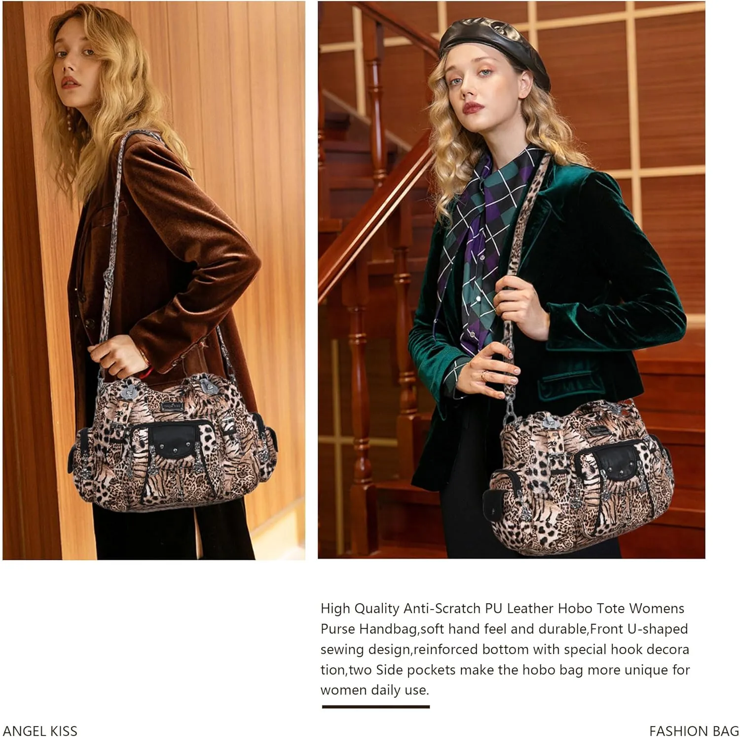 Angel Kiss Purses for Women Soft PU Leather Large Hobo Bags for Women Shoulder Bag