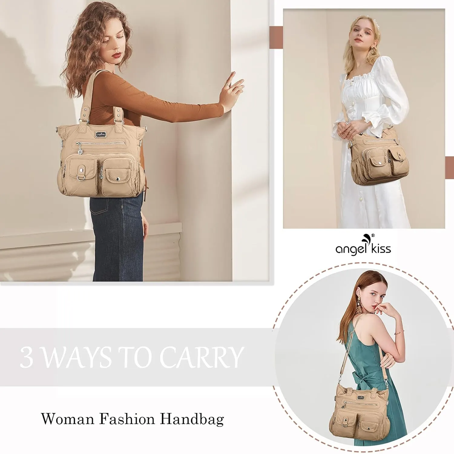 Angelkiss Purses and Handbag for Women Soft Leather Hobo Bags Satchel Shoulder Bags Ladies Tote Crossbody Bag
