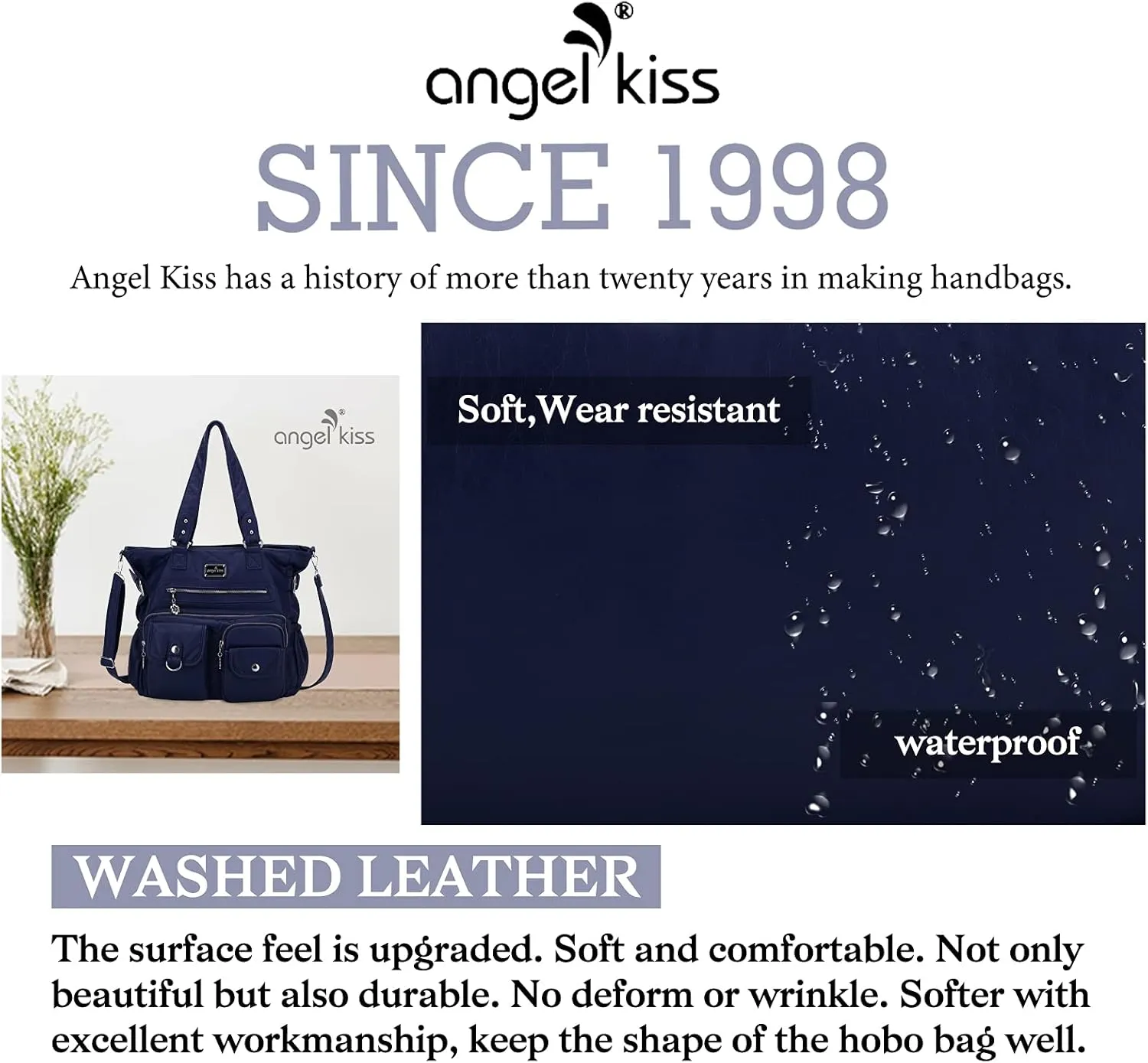 Angelkiss Purses and Handbag for Women Soft Leather Hobo Bags Satchel Shoulder Bags Ladies Tote Crossbody Bag