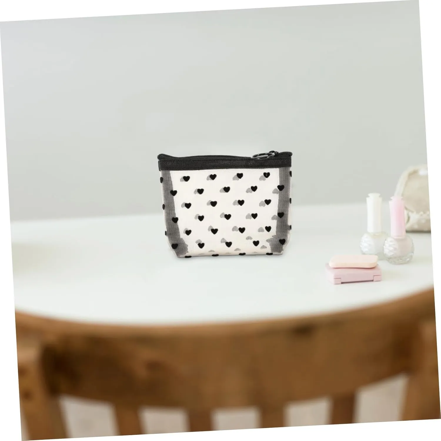 Angoily 2 Sets Accessory Portable Cosmetic Multi-Function Makeup Convenient Travel Supply of Outdoor Bags, Beige, 12X8.5X3CM
