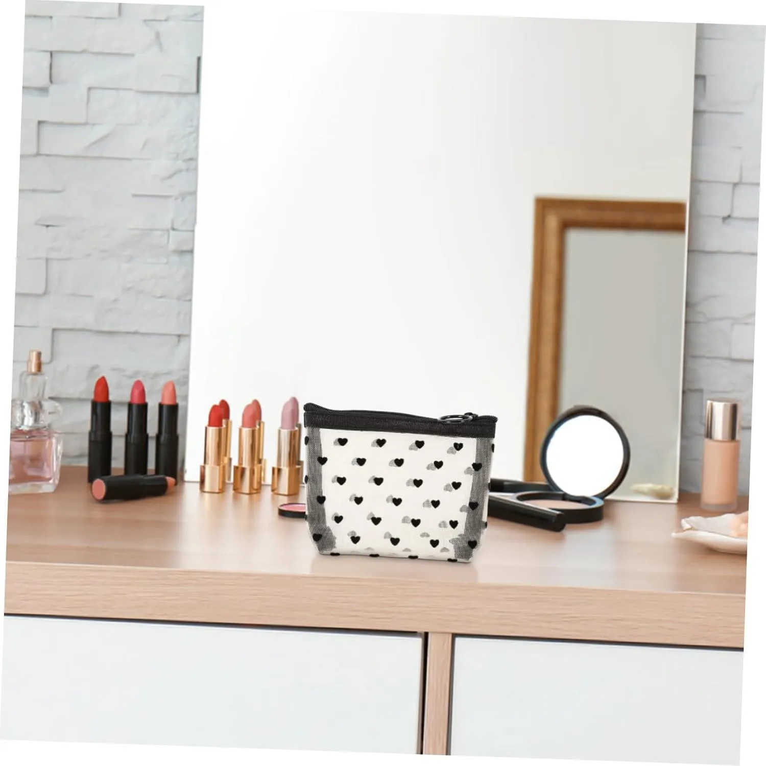 Angoily 2 Sets Accessory Portable Cosmetic Multi-Function Makeup Convenient Travel Supply of Outdoor Bags, Beige, 12X8.5X3CM