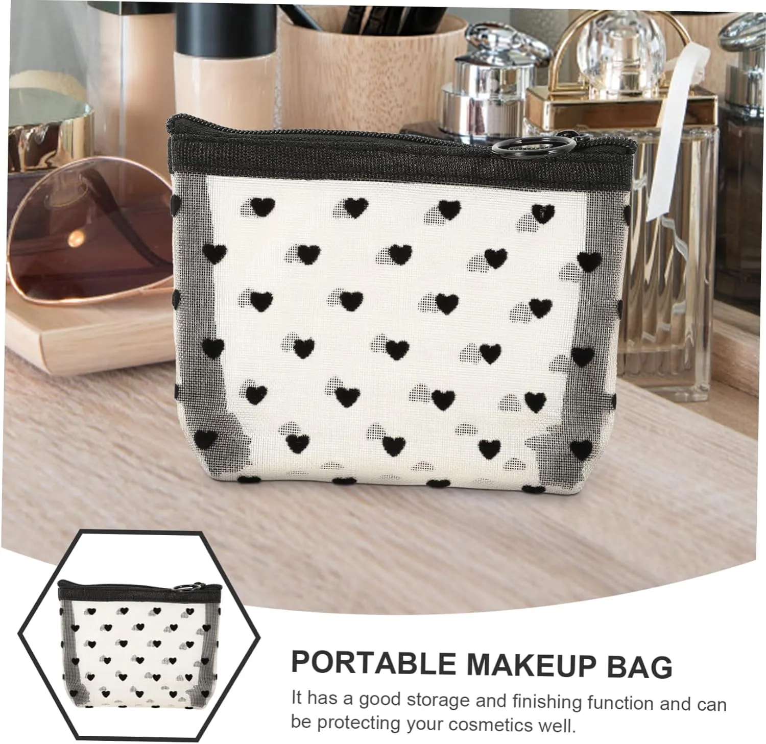 Angoily 2 Sets Accessory Portable Cosmetic Multi-Function Makeup Convenient Travel Supply of Outdoor Bags, Beige, 12X8.5X3CM