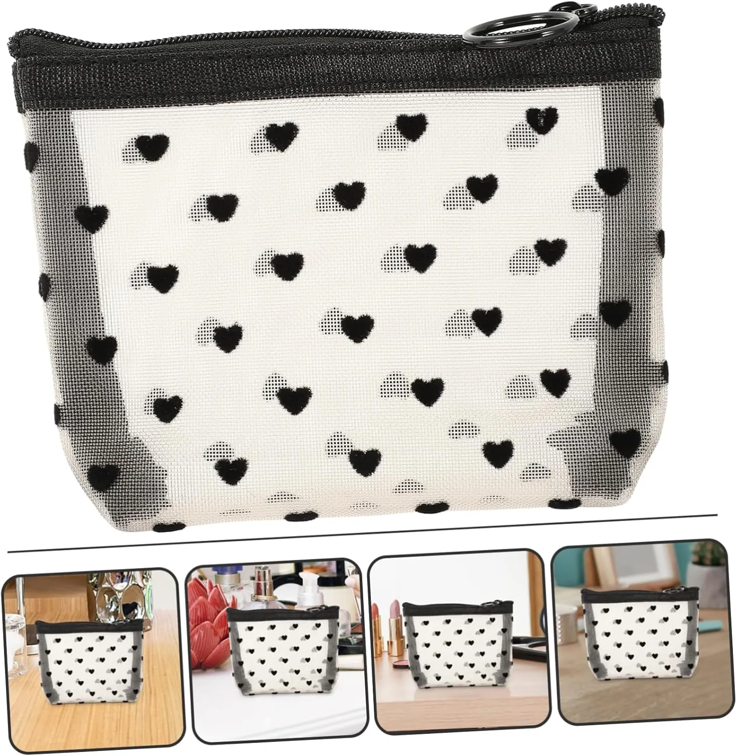 Angoily 2 Sets Accessory Portable Cosmetic Multi-Function Makeup Convenient Travel Supply of Outdoor Bags, Beige, 12X8.5X3CM