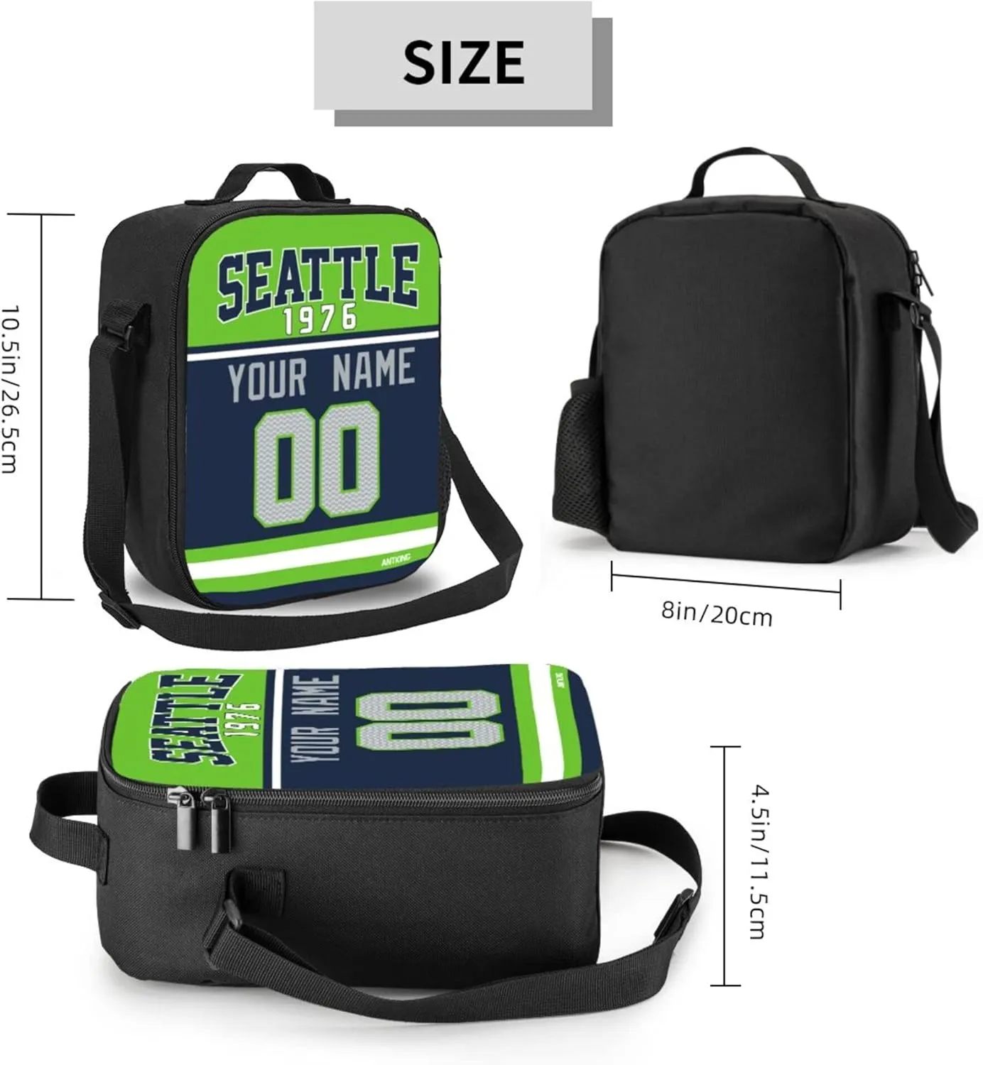 ANTKING Lunch Bag Custom Name and Number Lunch Box Gifts for Men Women