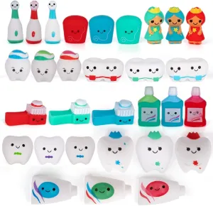 ArtCreativity Dental Character Assortment, Set of 25, Cute Tooth Fairy Toys for Kids, Rubbery Dentist Office Giveaways for Children, Holiday Stocking Stuffers, Unique Birthday Party Favors