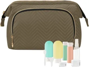 Ash Brown Makeup Bag Travel Toiletry Bag Cute Cosmetic Bag Pouch Make Up Bags Small Makeup Box Case Skincare Bag Organizer for Women Men Purse Adults Trip Sports Toiletries