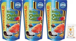Aurora Pet Bundle (3) Hikari Cichlid Gold Sinking Medium Fish Food (12-oz Each) with AuroraPet Wipes