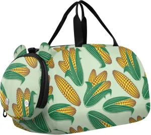 Autumn Corn Sports Duffle Bag for Girls Boys, Gym Bag with Shoe Compartment, Kids Travel Overnight Weekender Shoulder Bag