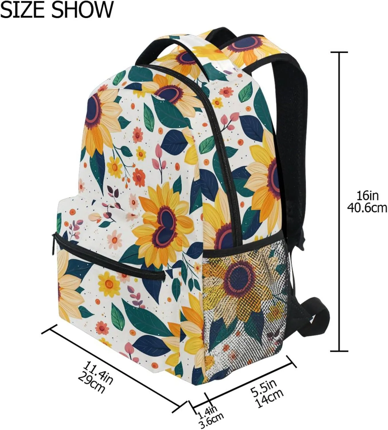 Backpack for Men and Women Fashion Diaper Bag Backpack with Chest Strap for Business Work College Travel Trip Parents' Day Beautiful Sunflower