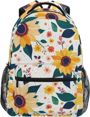 Backpack for Men and Women Fashion Diaper Bag Backpack with Chest Strap for Business Work College Travel Trip Parents' Day Beautiful Sunflower