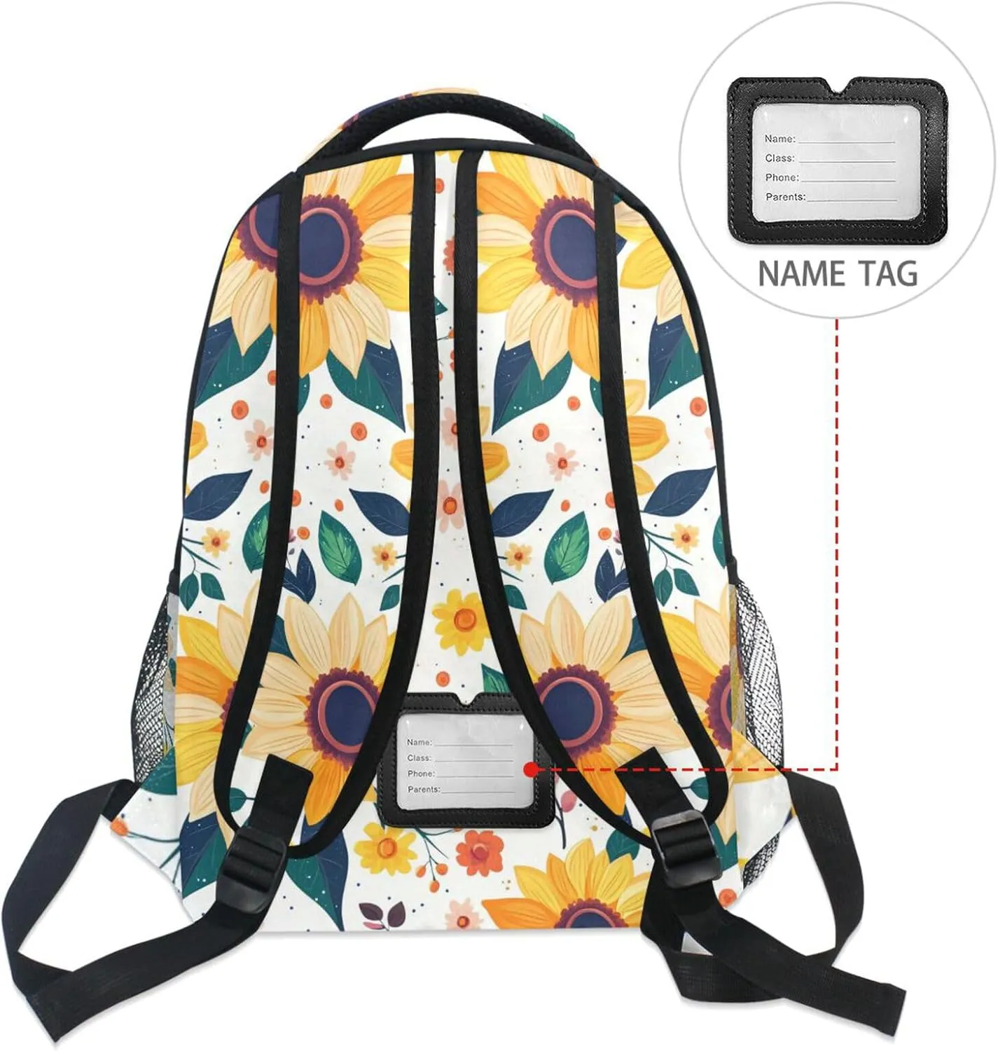 Backpack for Men and Women Fashion Diaper Bag Backpack with Chest Strap for Business Work College Travel Trip Parents' Day Beautiful Sunflower