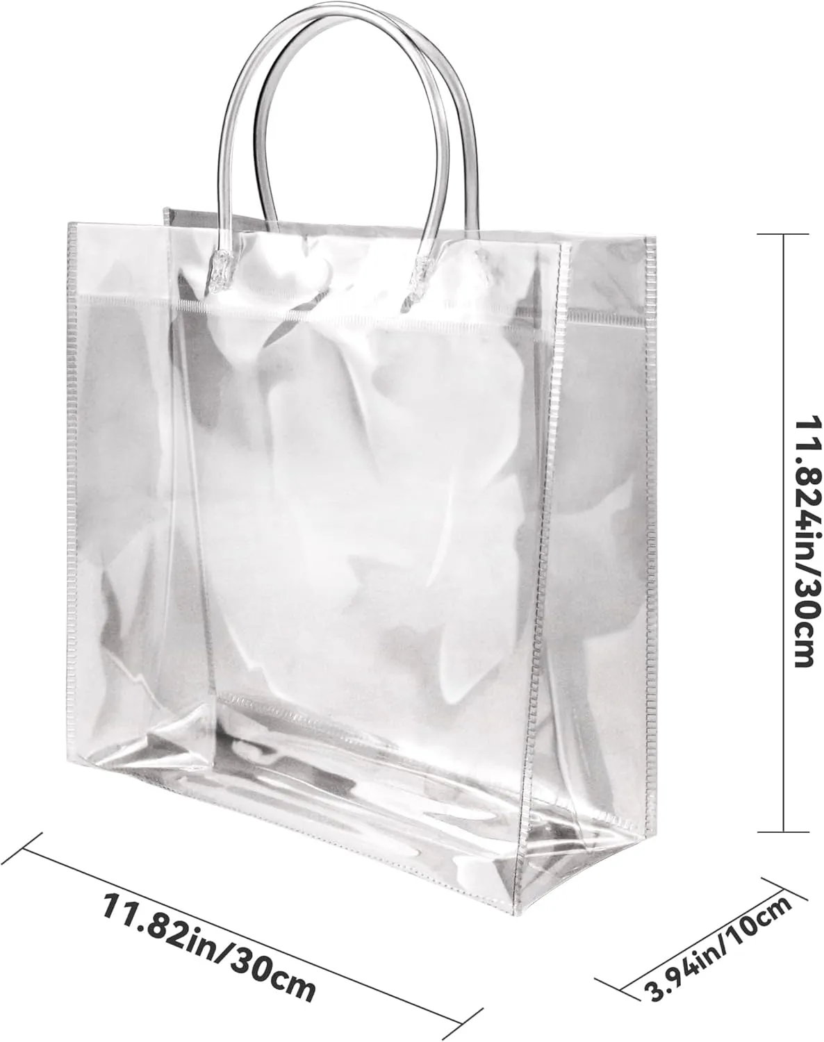 BadenBach 16 PCS Large Clear Gift Bags with Handle,11.82" x 11.82" x 3.94",Transparent Plastic Gift Wrap Tote Bag Big Reusable Clear Party Favor Goodie Bag for Boutique Wedding Birthday Mother's Day