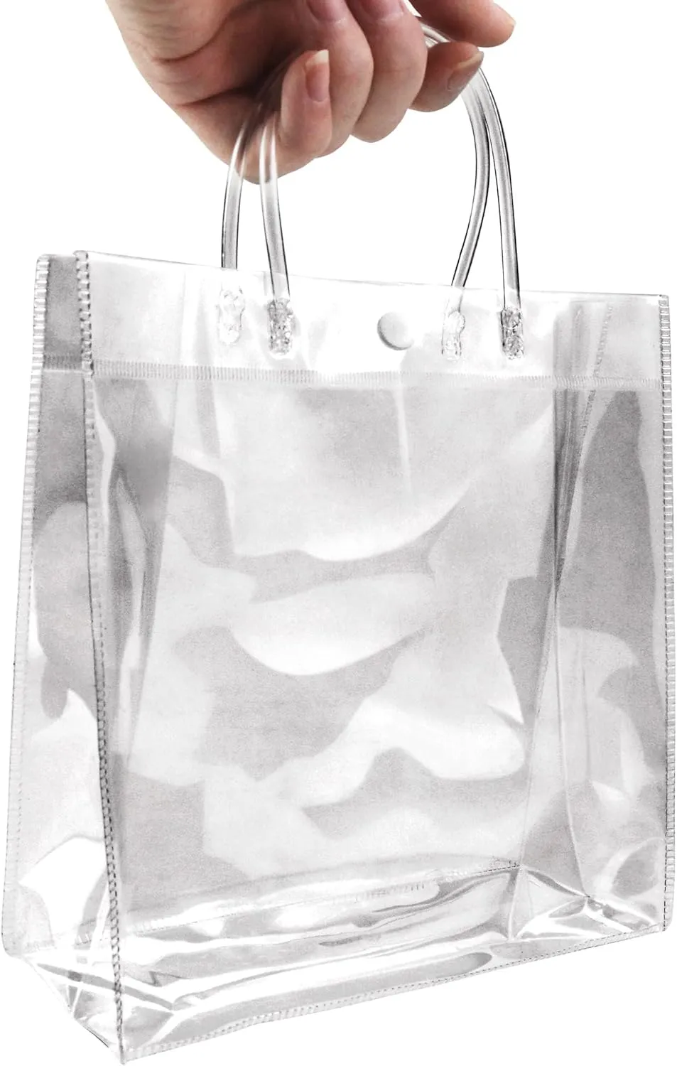 BadenBach 16 PCS Large Clear Gift Bags with Handle,11.82" x 11.82" x 3.94",Transparent Plastic Gift Wrap Tote Bag Big Reusable Clear Party Favor Goodie Bag for Boutique Wedding Birthday Mother's Day