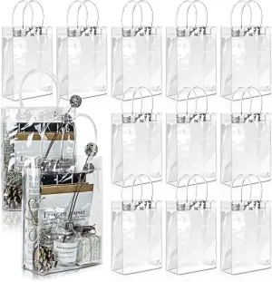 BadenBach 20 PCS Clear Gift Bags with Handles,6.3" x 9.8" x 3.1",Transparent Plastic Gift Wrap Bags Reusable Clear Party Favors Goodie Bag for Wedding Birthday Baby Shower Mother's Day