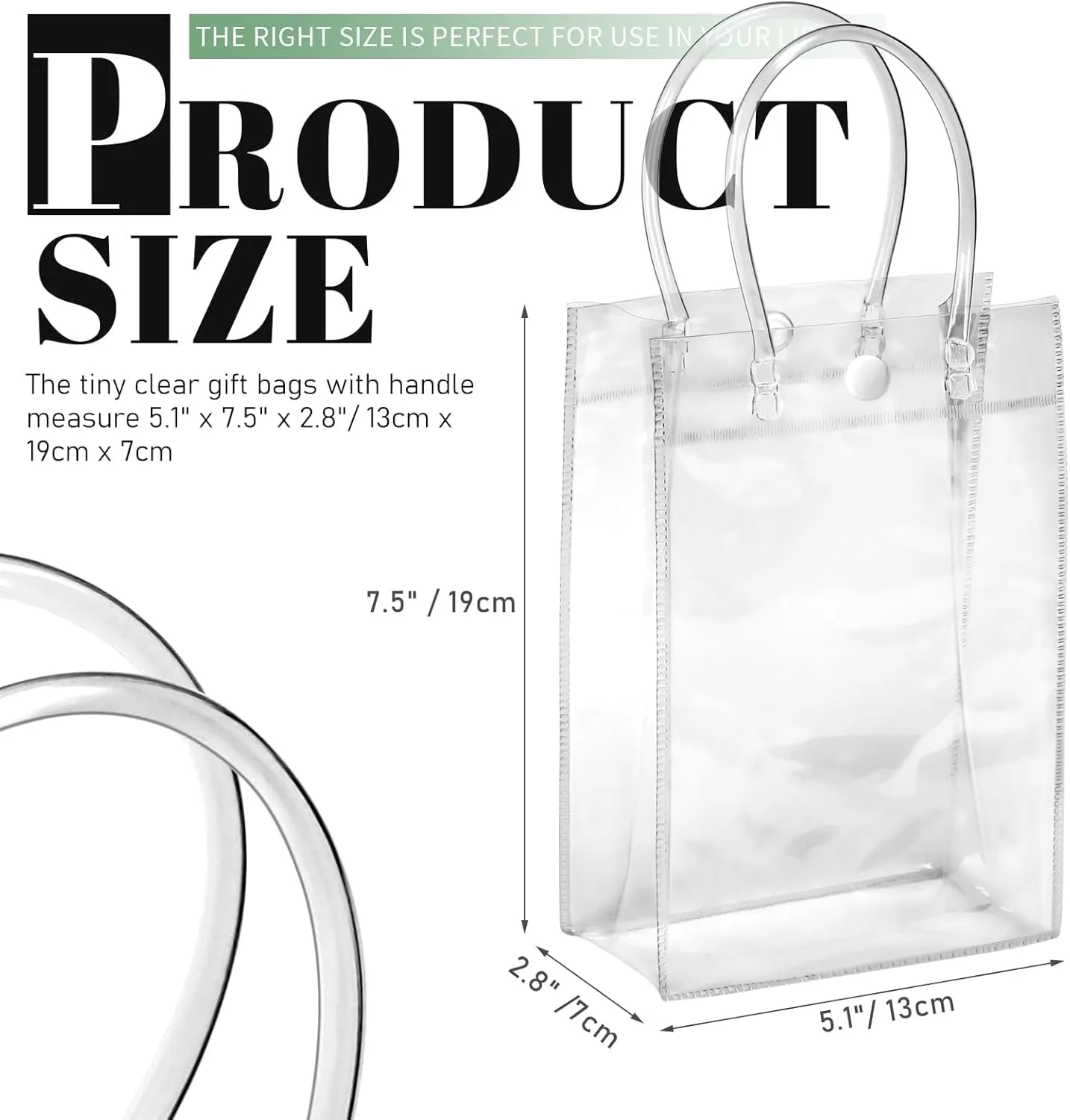 BadenBach 24 PCS Small Clear Gift Bags with Handle,5.1" x 7.5" x 2.8",Cute Transparent Plastic Gift Wrap Bags Reusable Clear Party Favor Goodie Bag for Boutique Wedding Birthday Party Mother's Day