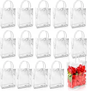 BadenBach 24 PCS Small Clear Gift Bags with Handle,9.1" x 6.7" x 2.8",Transparent Plastic Gift Wrap Bags Reusable Clear Party Favor Goodie Bag for Boutique Wedding Birthday Baby Shower Mother's Day