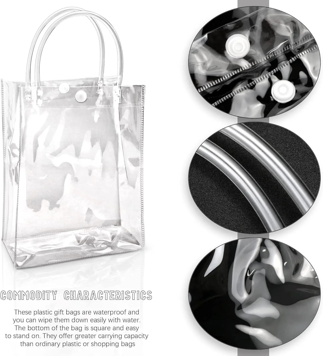BadenBach 24 PCS Small Clear Gift Bags with Handle,9.1" x 6.7" x 2.8",Transparent Plastic Gift Wrap Bags Reusable Clear Party Favor Goodie Bag for Boutique Wedding Birthday Baby Shower Mother's Day