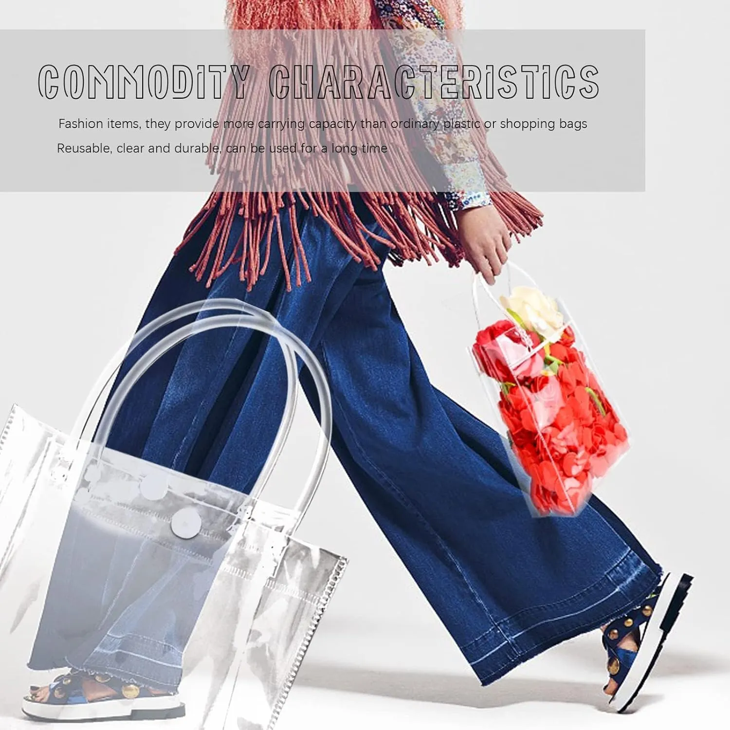 BadenBach 24 PCS Small Clear Gift Bags with Handle,9.1" x 6.7" x 2.8",Transparent Plastic Gift Wrap Bags Reusable Clear Party Favor Goodie Bag for Boutique Wedding Birthday Baby Shower Mother's Day
