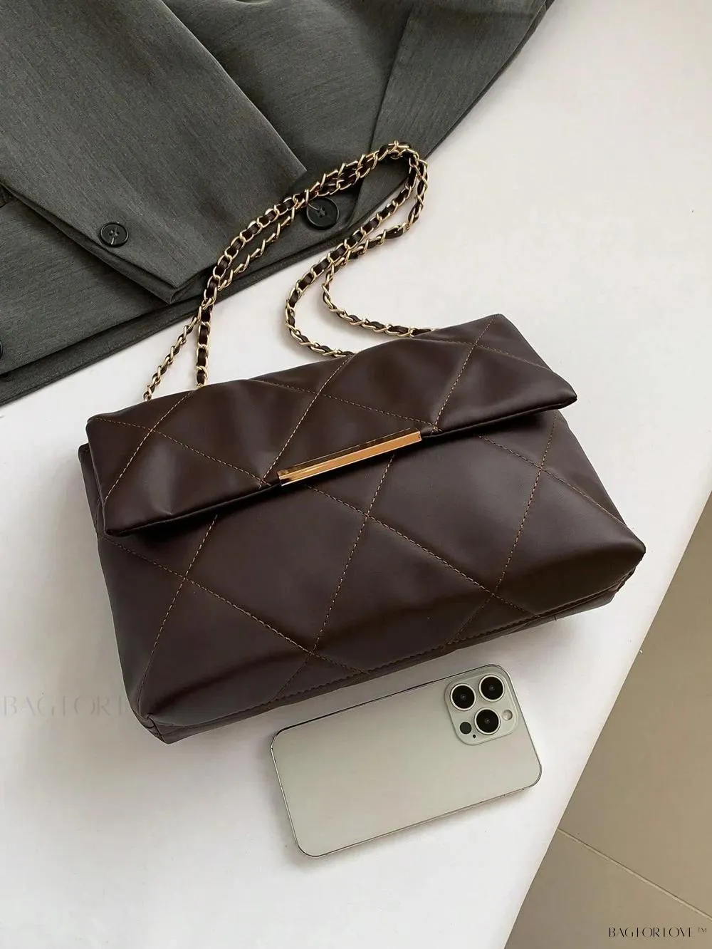 BagForLove - Delicate Shoulder Bag with Rhombus Accents