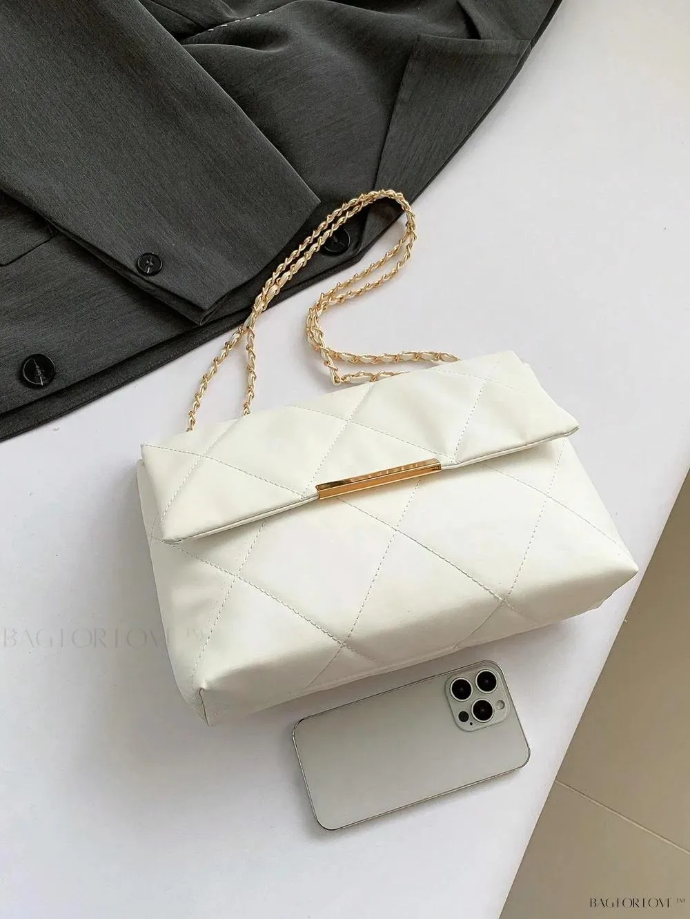 BagForLove - Delicate Shoulder Bag with Rhombus Accents
