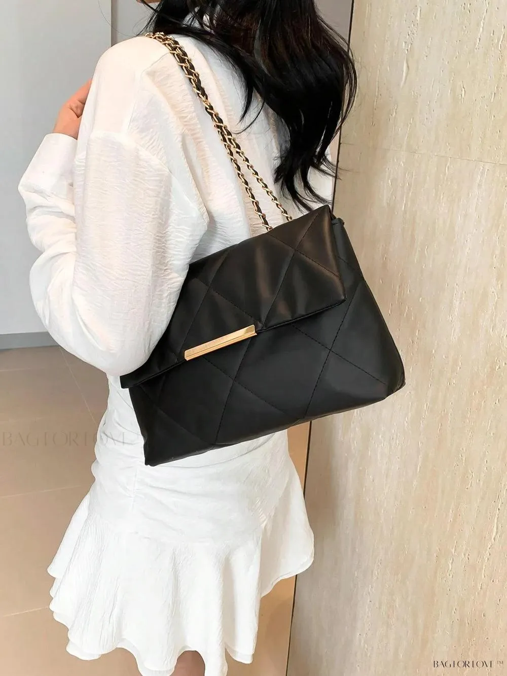 BagForLove - Delicate Shoulder Bag with Rhombus Accents