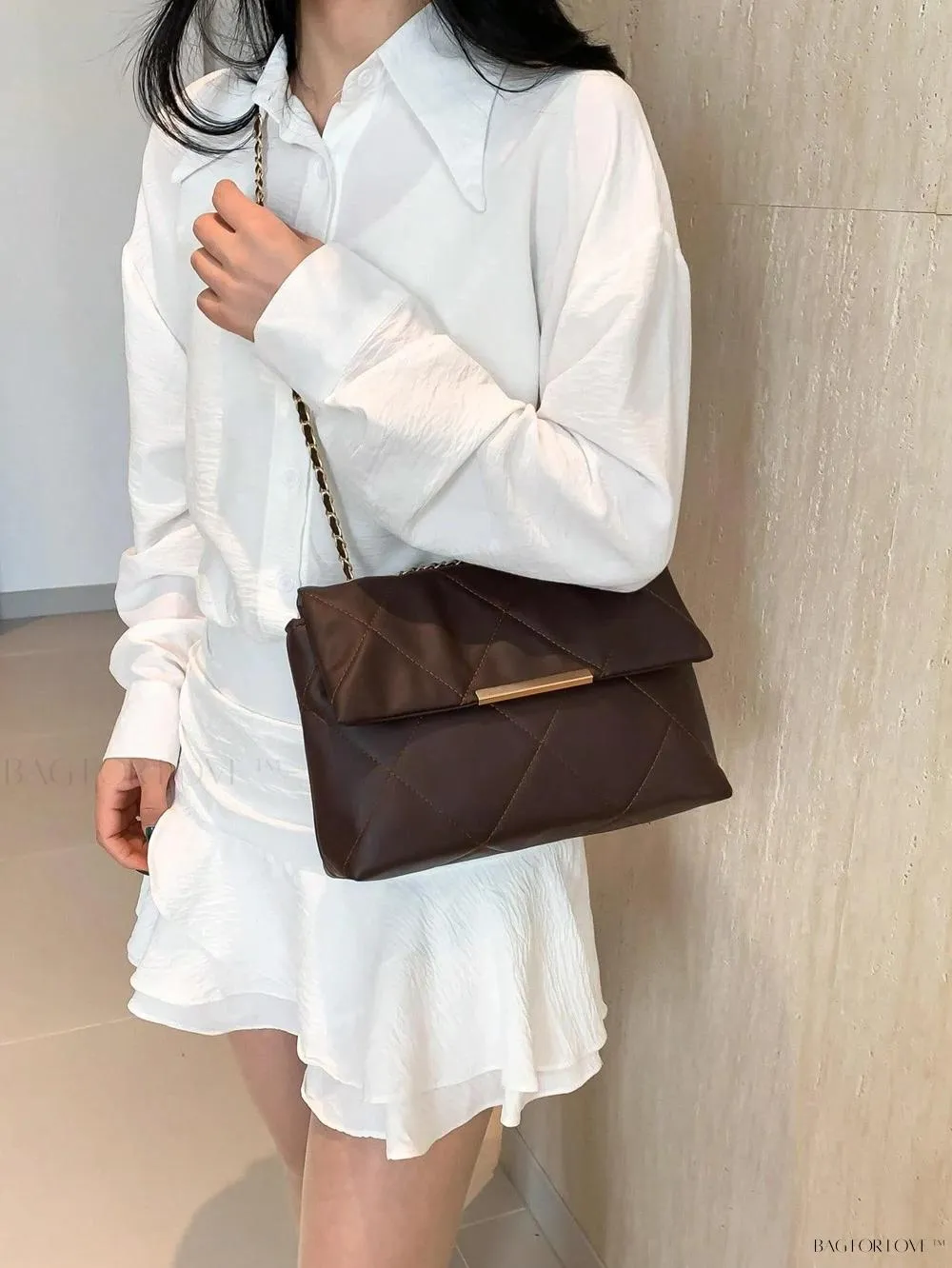 BagForLove - Delicate Shoulder Bag with Rhombus Accents