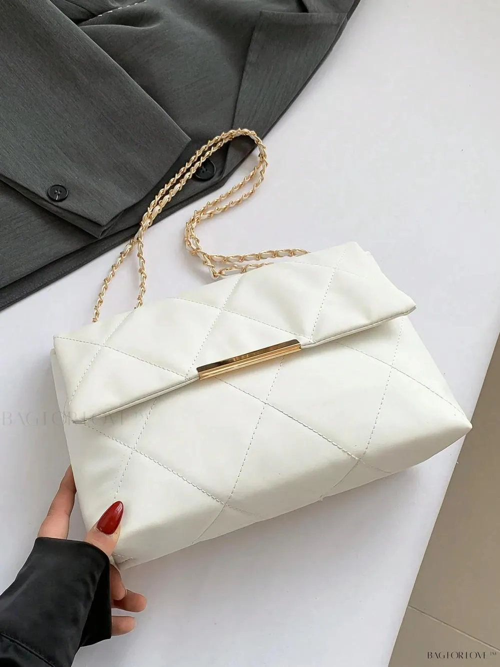 BagForLove - Delicate Shoulder Bag with Rhombus Accents