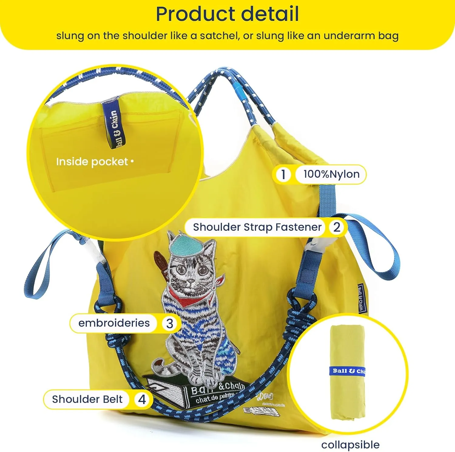 Ball&Chain Nylon Tote Bags Personalized Birthday Gift for Women,Personalized Present Bag，Crossbody Bag Shoulder Bag