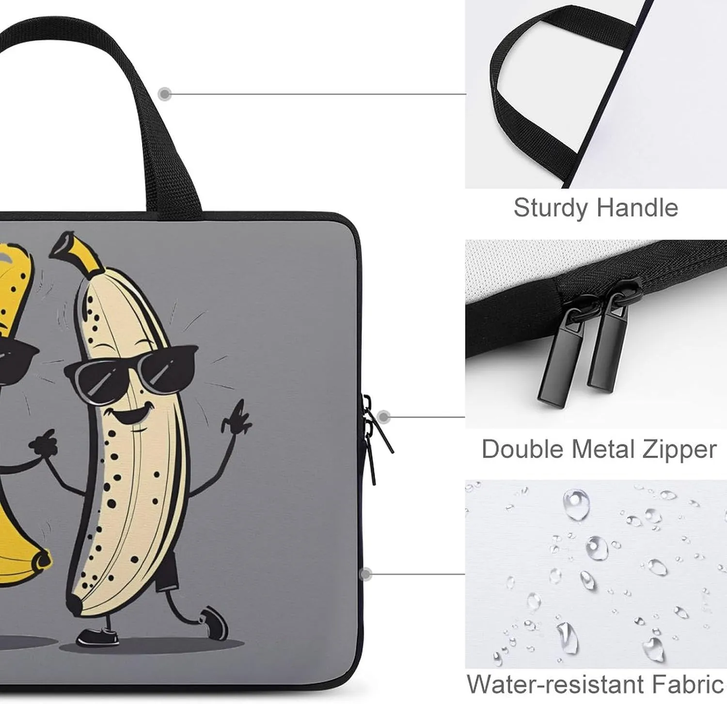 Banana and Naked Banana Funny Laptop Bag Printed Protective Cover Case Handbag for Laptop/Notebook/Ultrabook 10/12/13/15/17 Inches