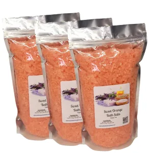 Bath Salts | (3) 4lb Bags (192 oz.) | Sweet Orange Scent | Epsom Salt | Sea Salt | Bathing | Body Care | Beauty | Relaxation | Spa | Pedicure | Manicure