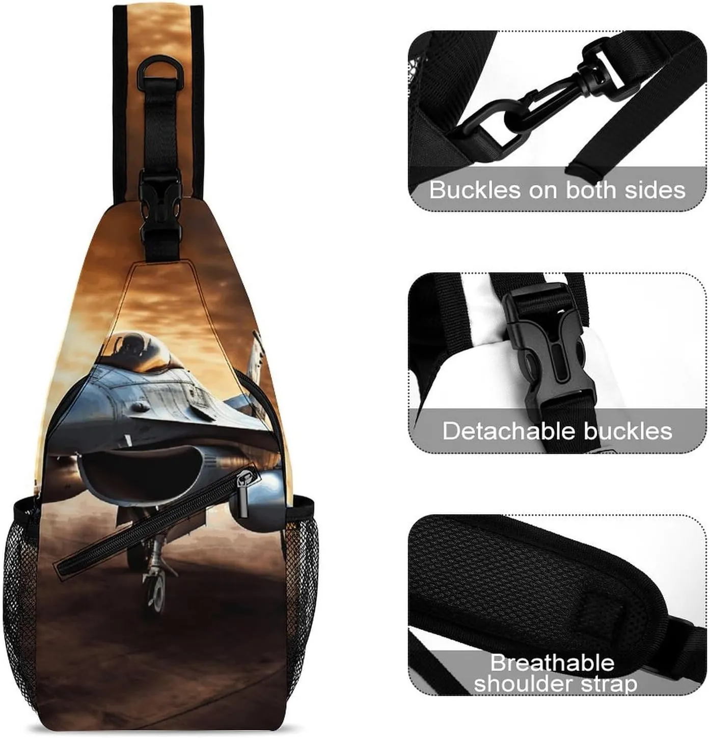Beach Sunrise Crossbody Sling Bag, Travel Backpack, Hiking Sling Bags, Chest Bag, Shoulder Bags, Daypack