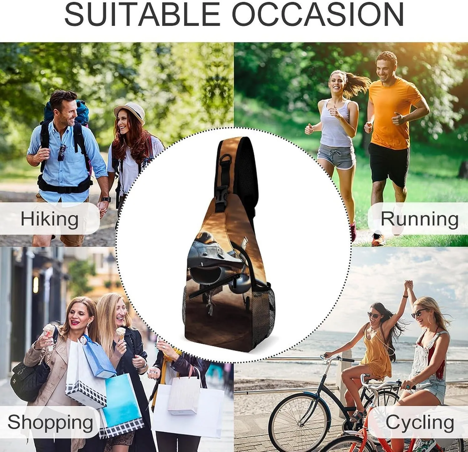 Beach Sunrise Crossbody Sling Bag, Travel Backpack, Hiking Sling Bags, Chest Bag, Shoulder Bags, Daypack