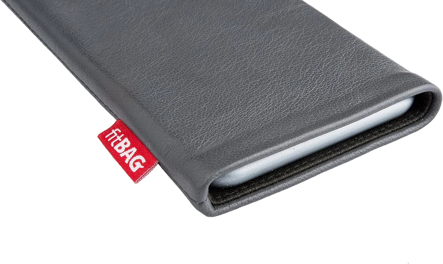 Beat Gray Custom Tailored Sleeve for Mobistel Cynus T7. Fine Nappa Leather Pouch with Integrated Microfibre Lining for Display Cleaning
