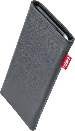 Beat Gray Custom Tailored Sleeve for Mobistel Cynus T7. Fine Nappa Leather Pouch with Integrated Microfibre Lining for Display Cleaning
