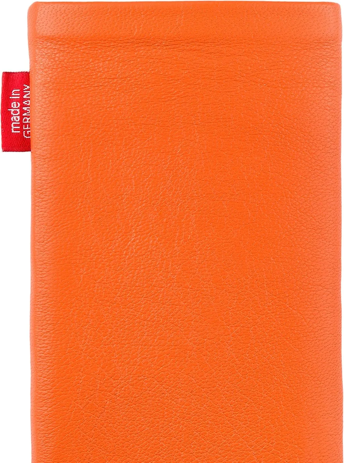 Beat Orange Custom Tailored Sleeve for Mobistel Cynus E4. Fine Nappa Leather Pouch with Integrated Microfibre Lining for Display Cleaning