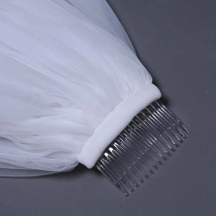 Beautiful Lace Appliques Tulle Long Wedding Veil