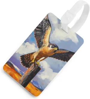 Beautiful Peregrine Falcon Bird Luggage Tag for Travel Bag Cute Suitcase Identify Labels Baggage Tags White-Style